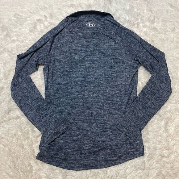 Under Armour Loose HeatGear Size Large Blue Heather 1/2 Zip Long Sleeve Top - Picture 8 of 9